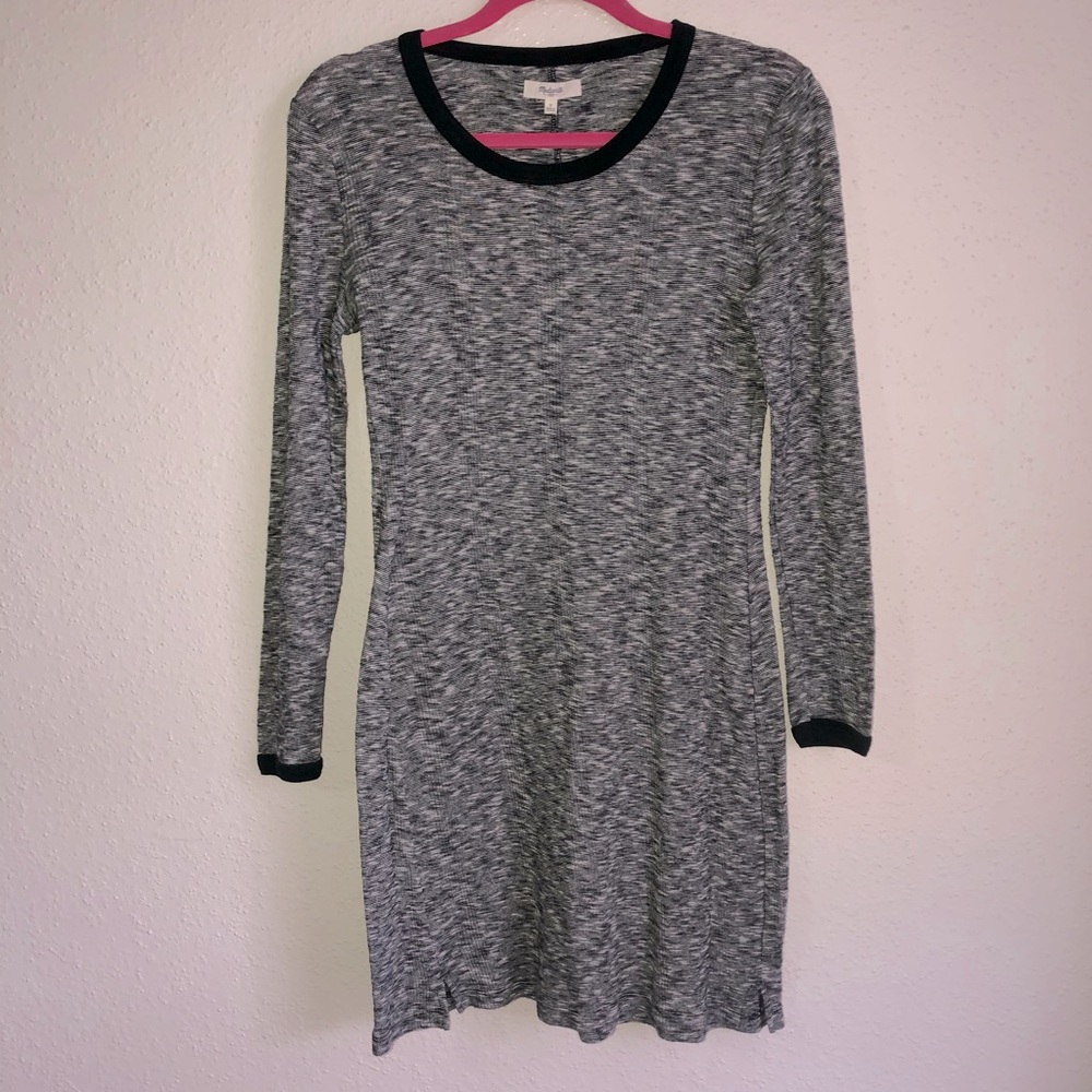 Madewell Gray Ribbed Knit Long Sleeve Dress Sz S